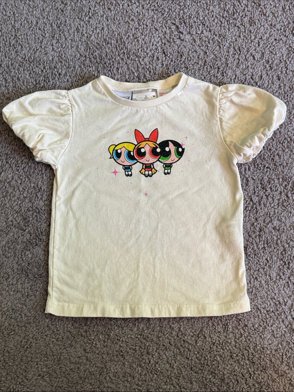 Zara Cream Puff Sleeve Powerpuff Girls Graphic Tee - 3T